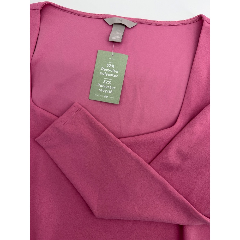 HM Conscious Pink Draped Cowl Neck Long Sleeve Top Large New with Tags